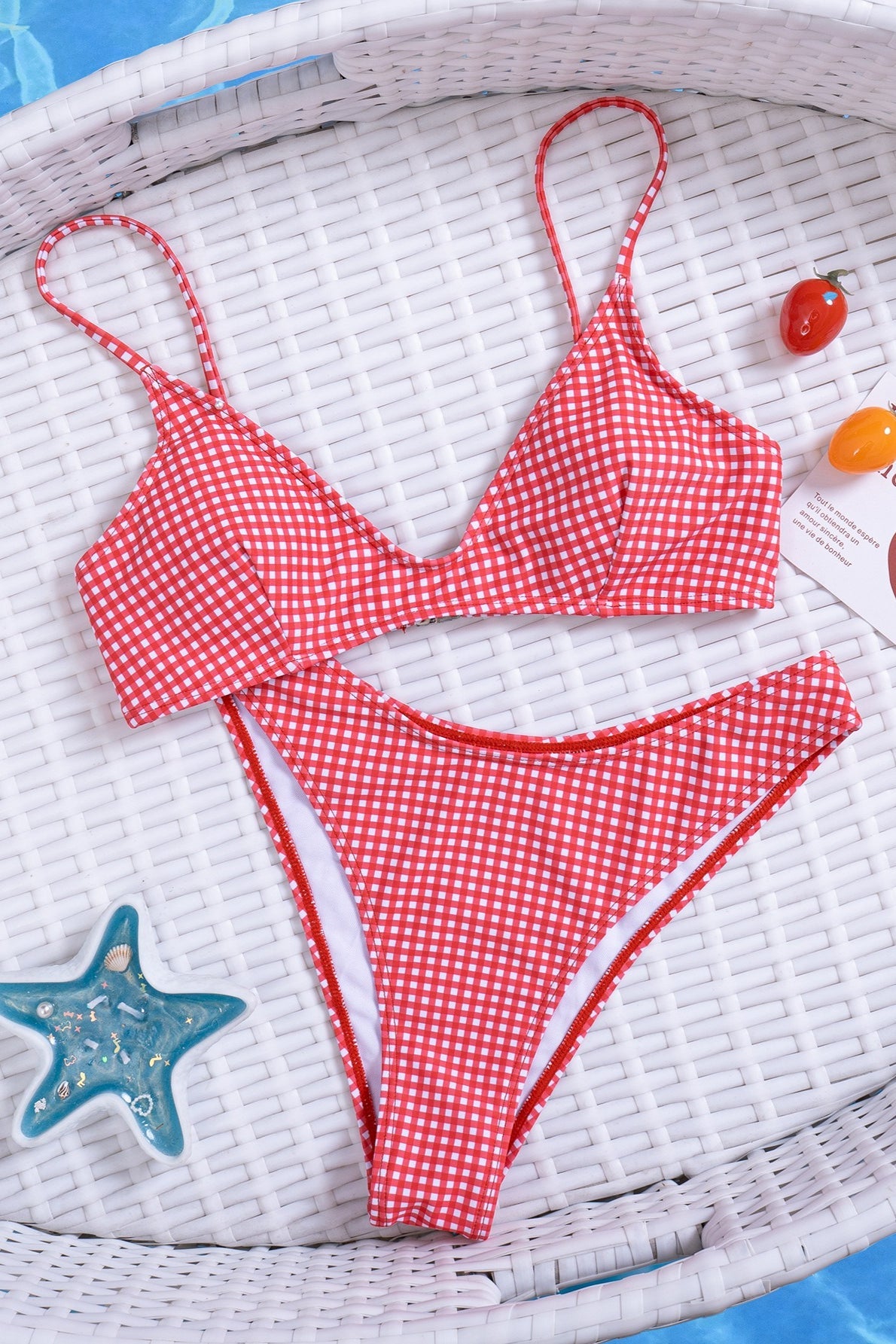 Plaid V Neck Sexy Bikini Set image 4