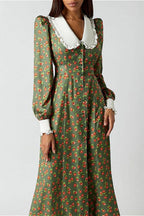 Collar Waist Cinched Stylish Floral Dress image 6