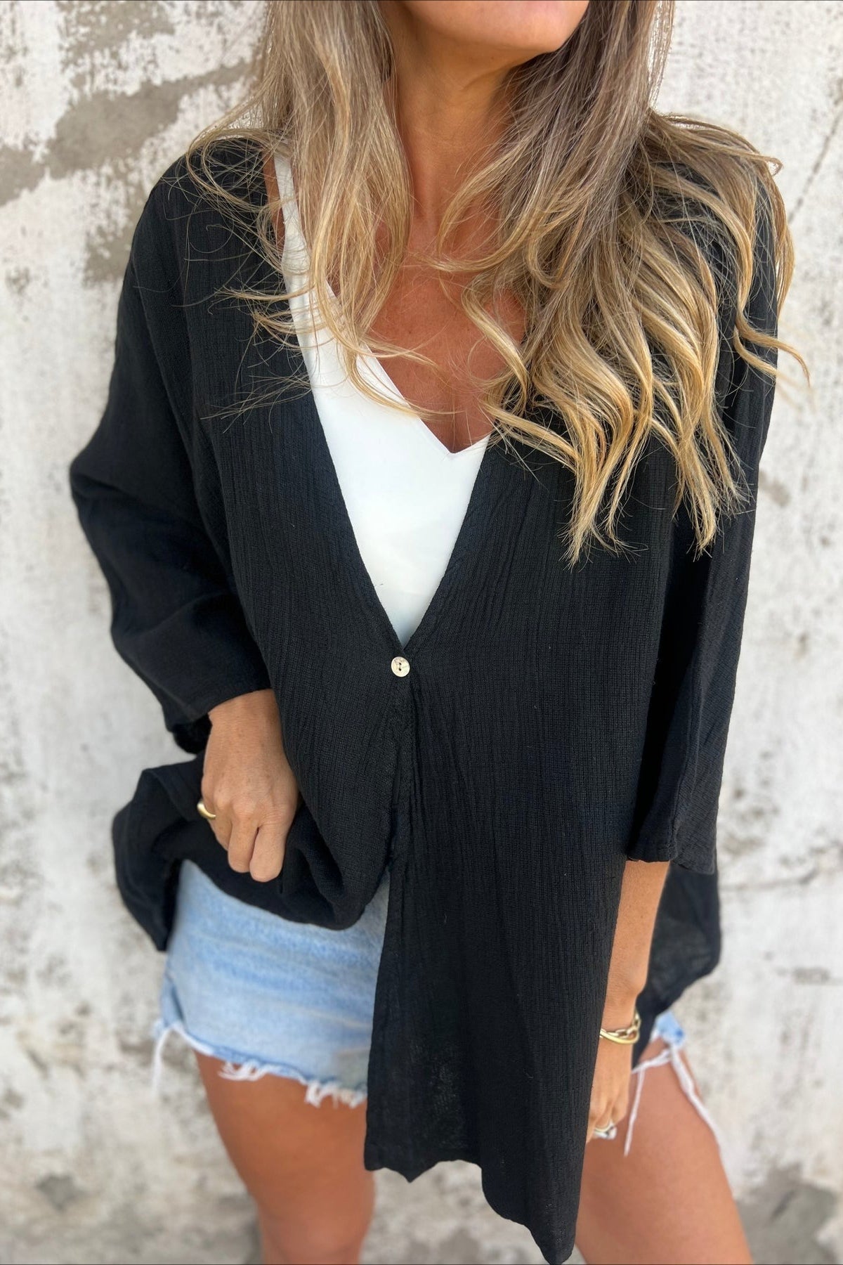 Loose Fit V Neck Long Sleeve Cardigan image 25