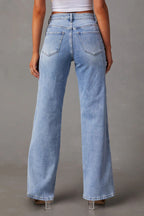 Washed Street Style Wide Leg Jeans image 5