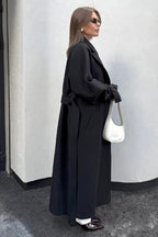 Extra-Long Wool Tie-Waist Loose Overcoat image 8