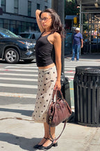 Polka Dot Satin High-Waisted A-Line Skirt image 1
