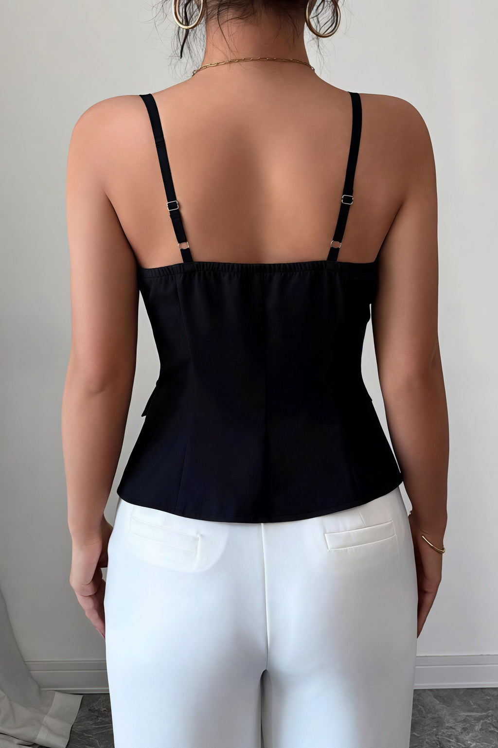 Slim Fit Button Vest Style Cami Top image 3