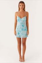 Colorful Beaded Back Tie Cocktail Dress image 9