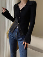 Blue V-Neck Knit Cardigan image 5