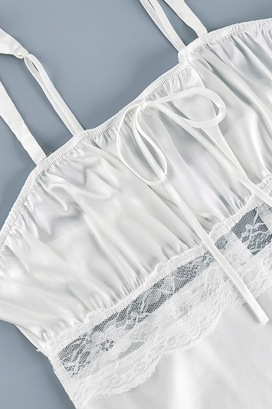 Satin Lace Tie Cami Two Piece Set image 4