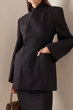 Long Sleeve Stand Collar Blazer image 5
