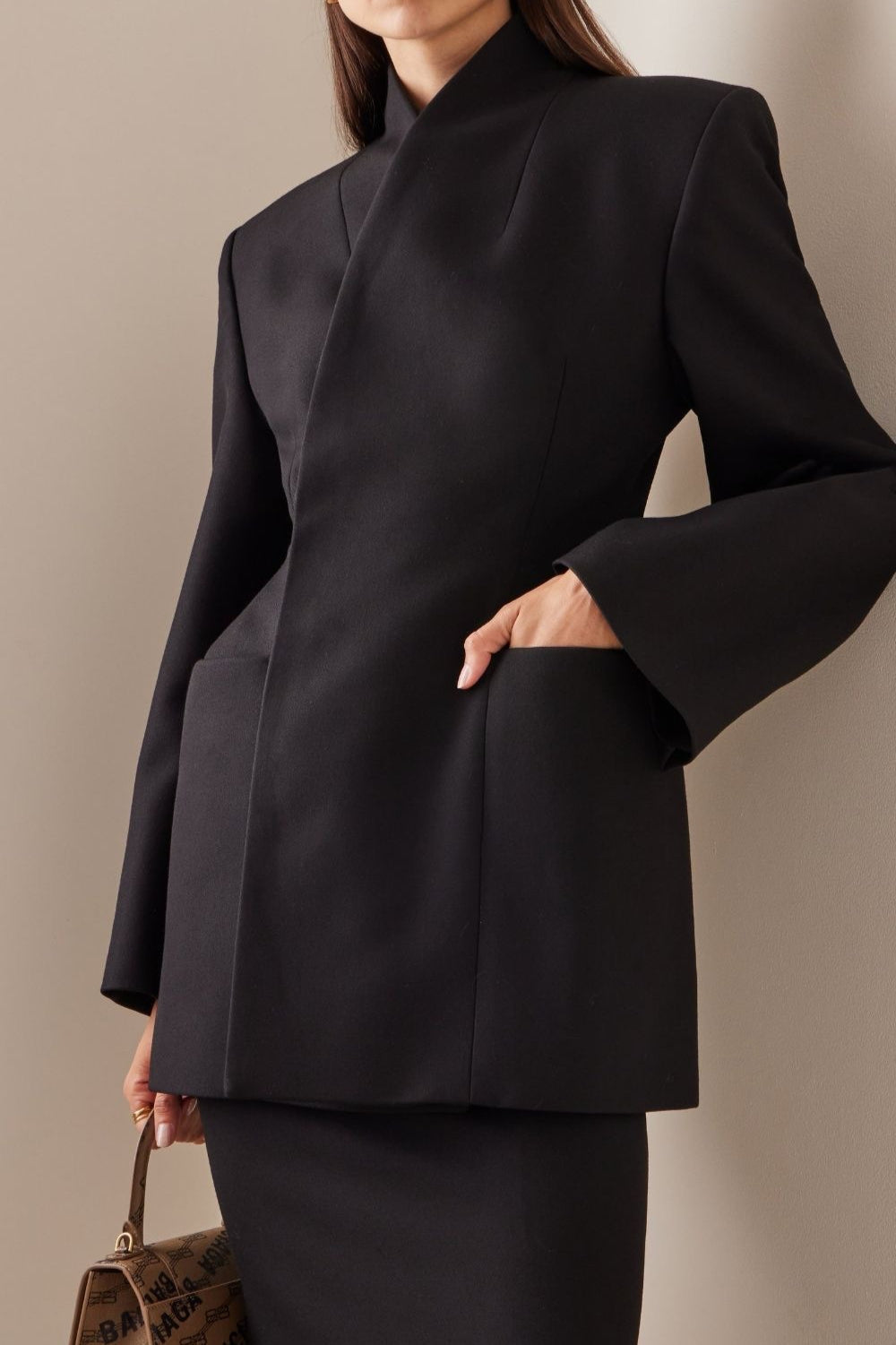 Long Sleeve Stand Collar Blazer image 5