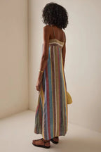 Striped Printed Strap Boho Dress image 2
