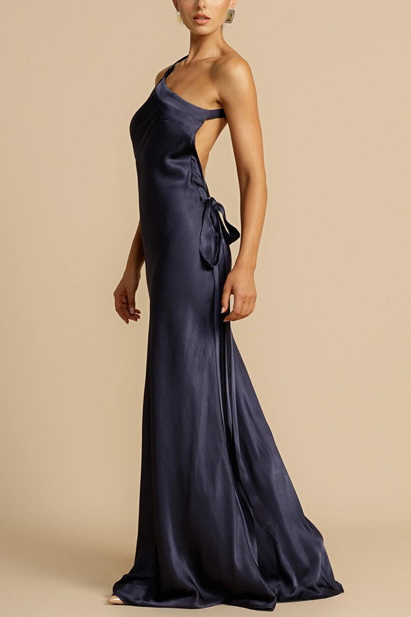 Satin One Shoulder Bodycon Formal Dress image 3