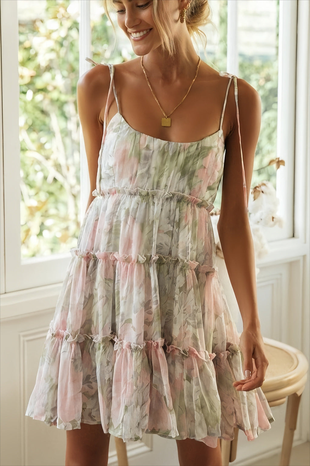 Floral Flared Hem Cami Mini Dress image 8