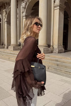Loose Fit Ruffled Chiffon Round Neck Blouse image 5