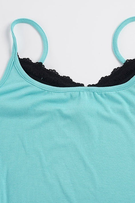 Contrast Lace Fake Two Piece Cami Top image 5