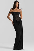 Solid Lace Panel Bodycon Formal Dress image 5