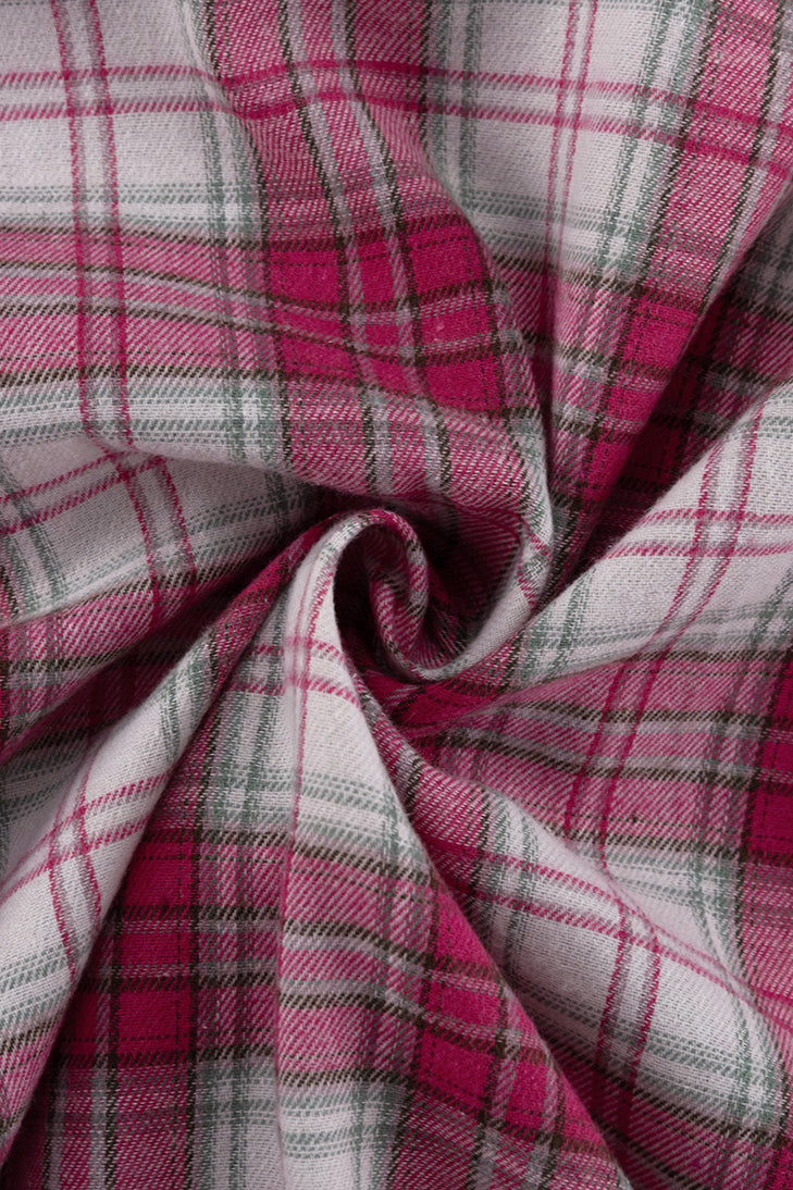 Pink Plaid Loose Fit Button-Up Blouse image 7