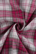 Pink Plaid Loose Fit Button-Up Blouse image 7