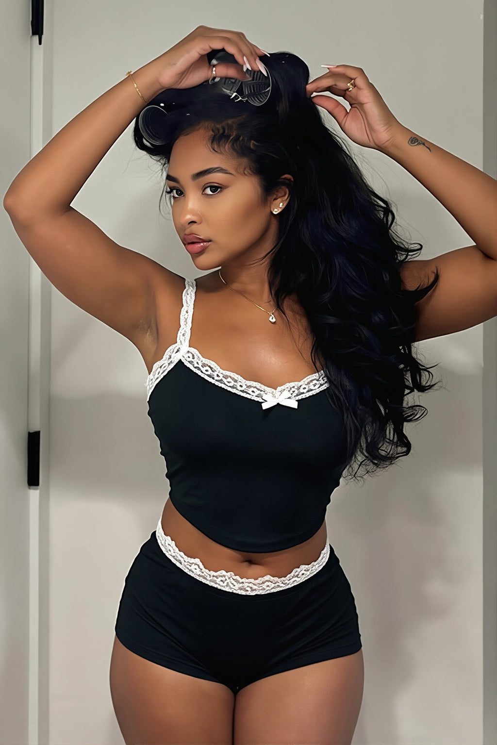 Sexy Lace Cami Low Waist Shorts Skirt Sets image 4