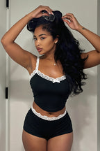Sexy Lace Cami Low Waist Shorts Skirt Sets image 4