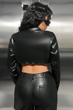 Zippered Cropped PU Coat image 5