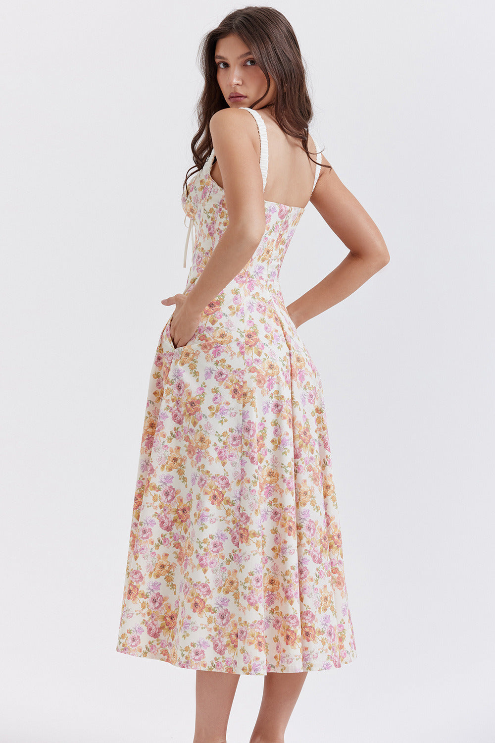 Cami Slit Waist Slim Floral Dress image 8