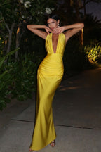 V-Neck Halter Backless Split Maxi Party Dress image 3