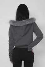 Fur Trim Hooded Zip Waist Jacket image 6
