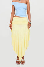 Wrinkled High Waist Asymmetrical Split Skirt image 3