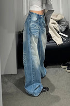 Creased Washed Floor-Length Straight Leg Jeans image 3