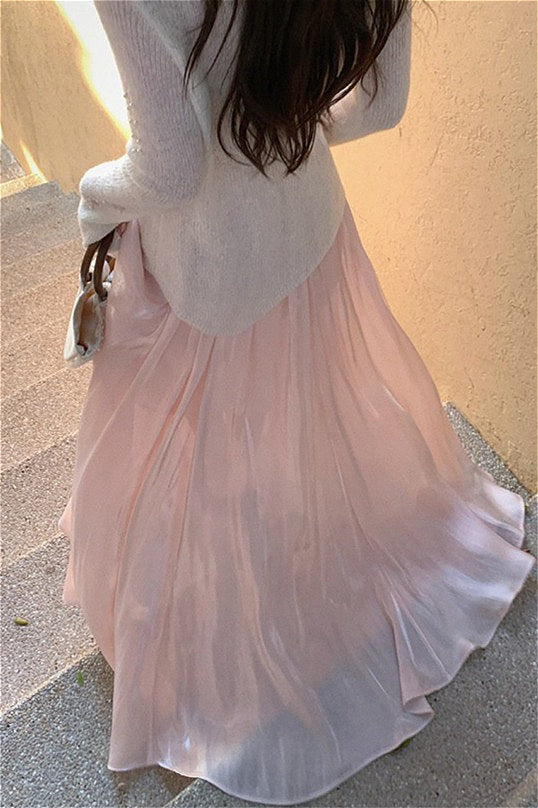 Mermaid Shiny Acetate Like Maxi Skirt image 4