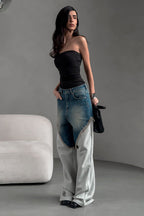 High Waist Frayed Splice Jean image 2
