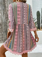 Adeline Lace V-Neck Dress detail view styled for Avrienne
