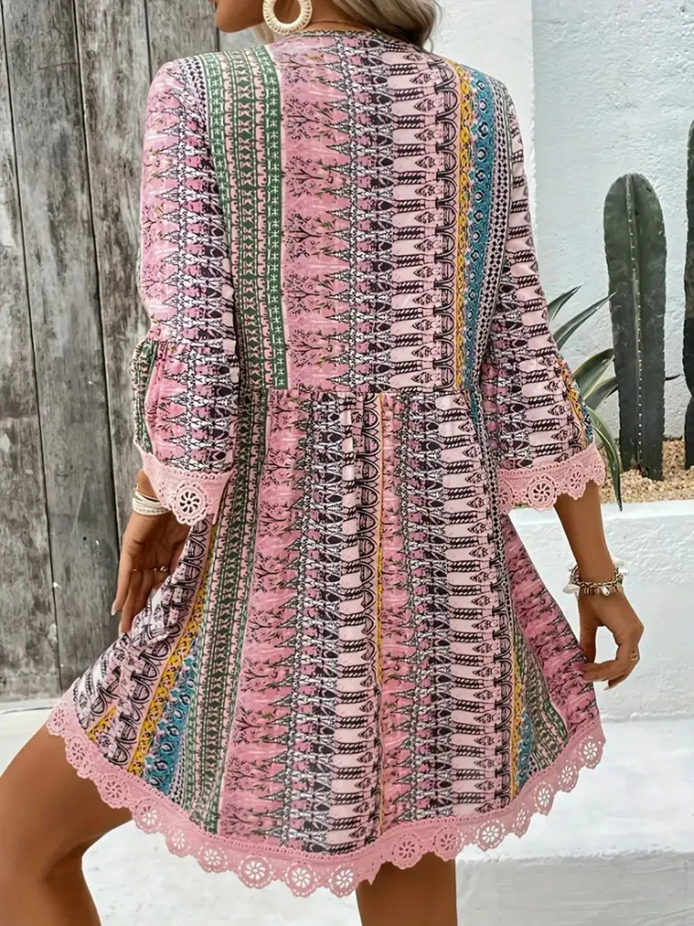 Adeline Lace V-Neck Dress detail view styled for Avrienne
