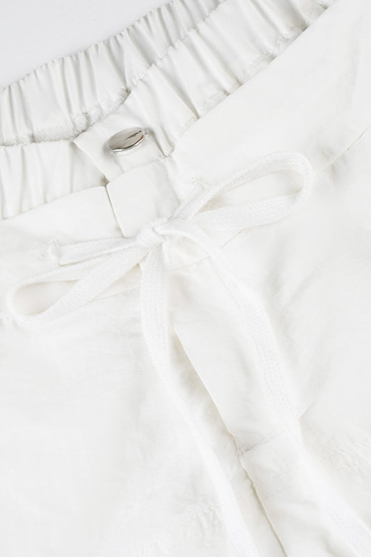 White Drawstring Wide-Leg Cargo Pant image 5