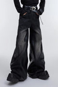 Wide Leg PU Leather Patchwork Jeans image 7