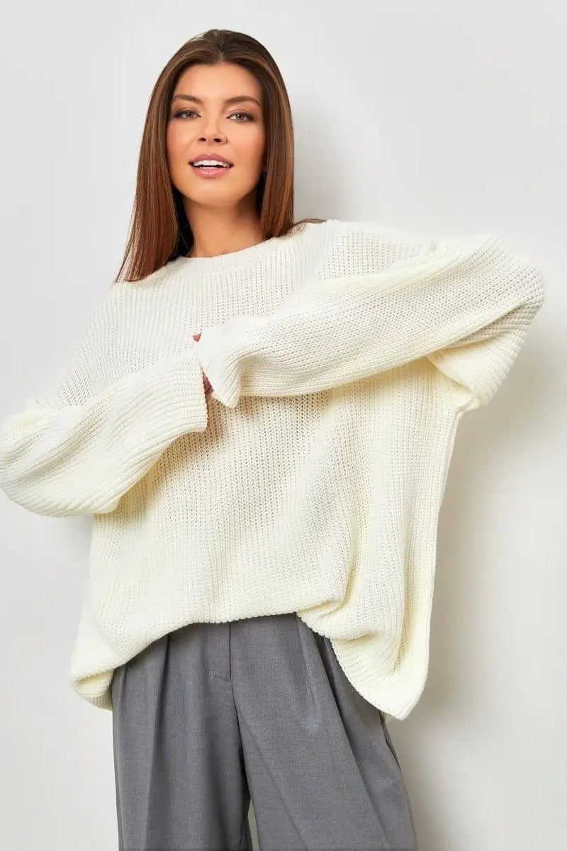 Solid Knit Crewneck Pullover Sweater image 10