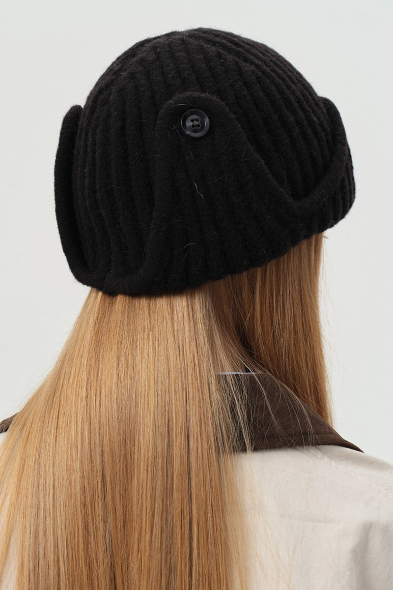 Solid Wool Blend Irregular Button Knitted Hat image 10