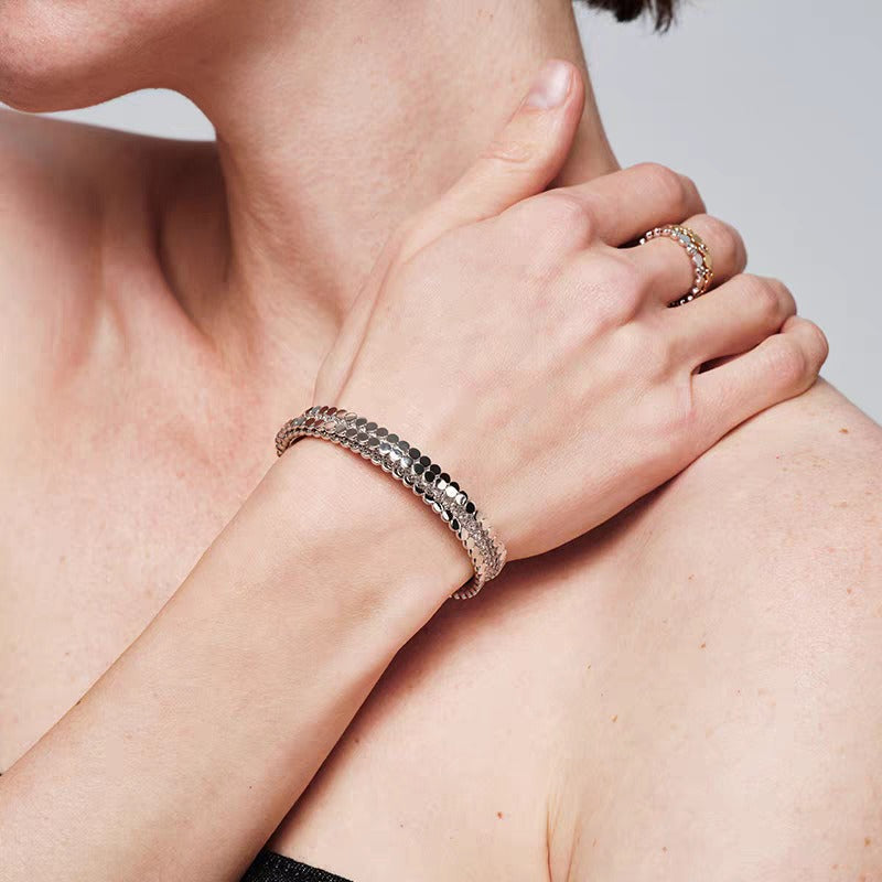 Minimalist Round Bead Zircon Open Bracelet image 1