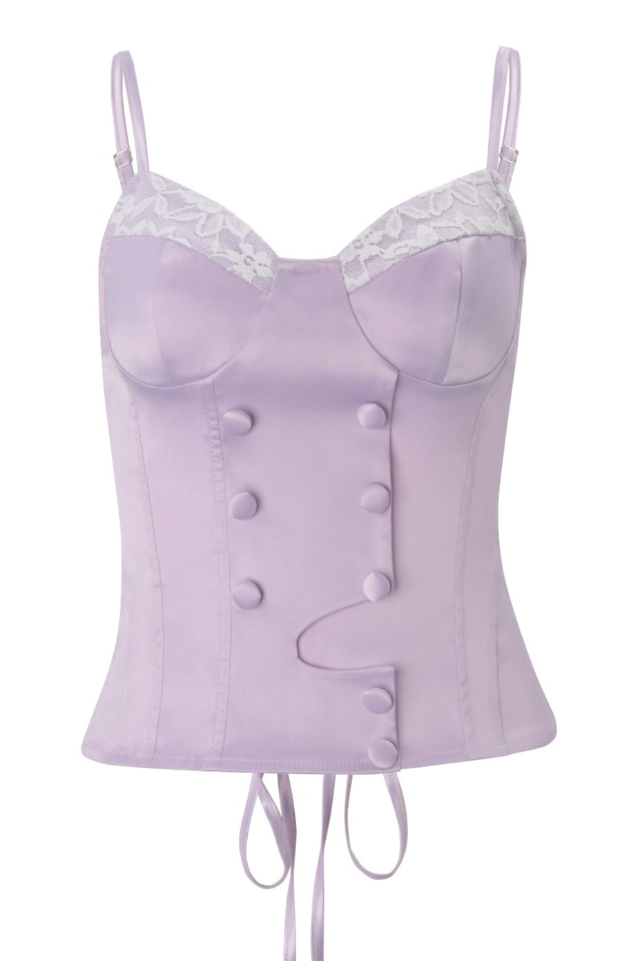 Button Detail Lace Satin Slim Cami Top image 5