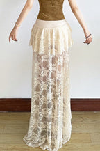 Lace Mesh High Waist Slit Skirt image 3