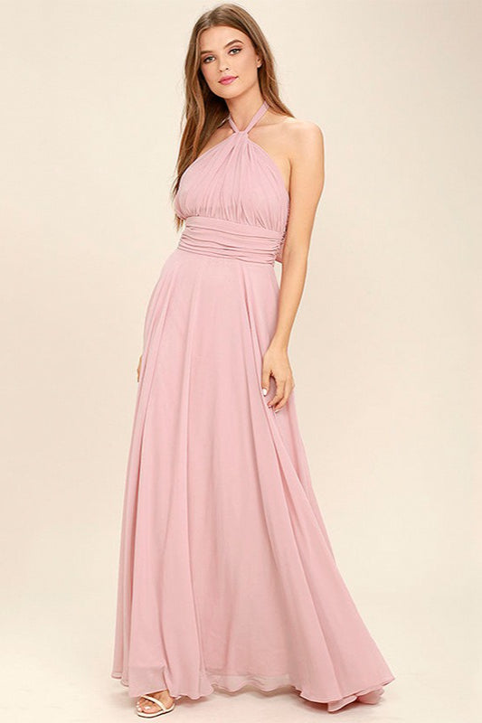 Chiffon Halter Ruched Gown Formal Dress image 2