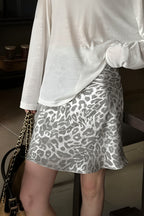 Silver Leopard Print High Waist Skirt image 2