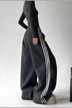 Sporty Plush Wide-Leg Striped Pants image 6