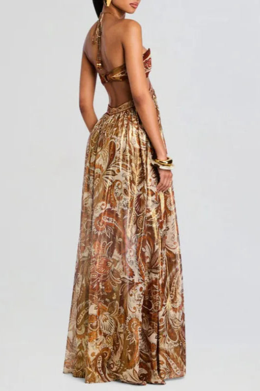 Strapless Lace Up Pleated Boho Dress image 14