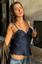 Sexy Polka Dot Color Block Lace Cami Top image 3