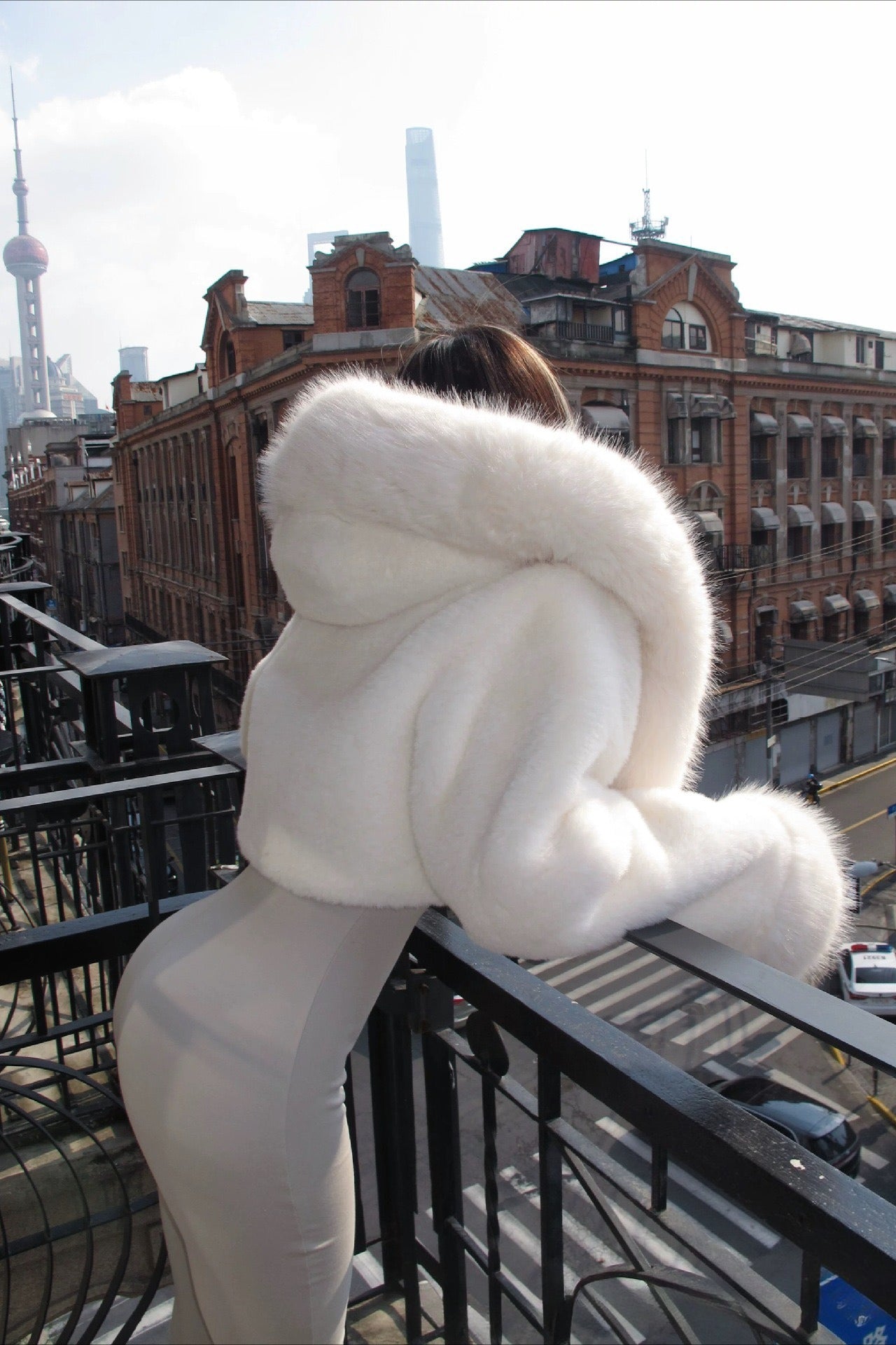 Solid Color Plush Warm Short Hooded Coat image 2