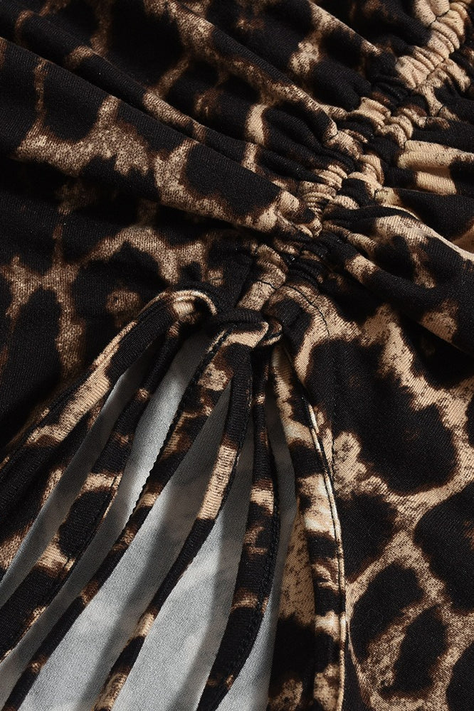 Ruched Leopard Bodycon Crop Top image 4
