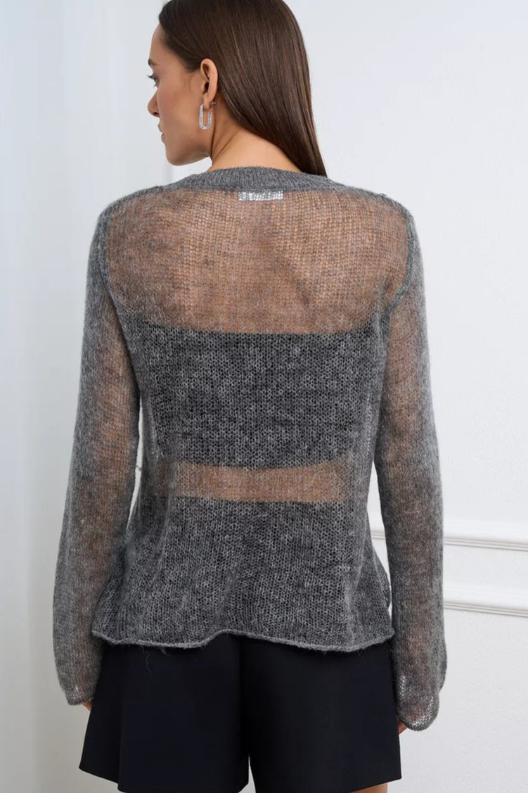 Loose Hollow Out Wool Blend Knit Blouse image 3