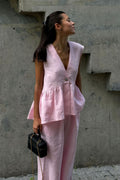 Romantic Cotton V Neck Sleeveless Vest Pants Two Piece Set image 1