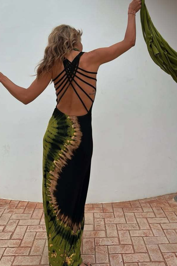 Floral Print Backless Tie Slim Fit Maxi Dress image 4