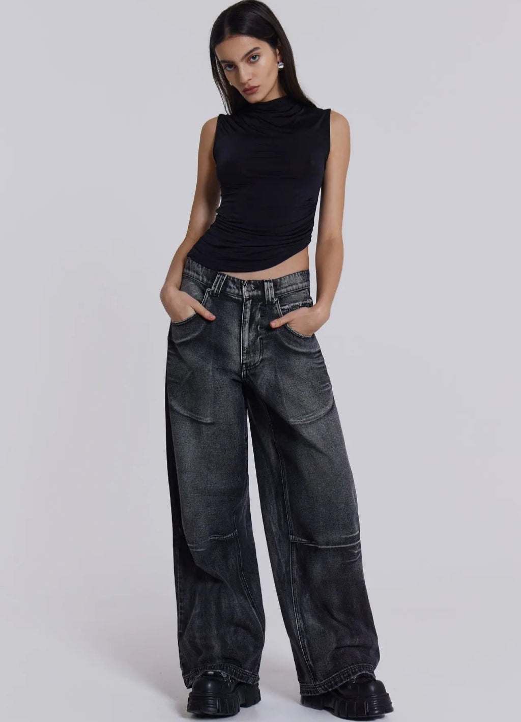Gradient Wing Print Wide Leg Jeans image 17